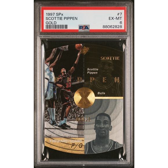 1997 Upper Deck SPx Gold #7 Scottie Pippen PSA 6 Chicago Bulls Pop 1 - Picture 1 of 7